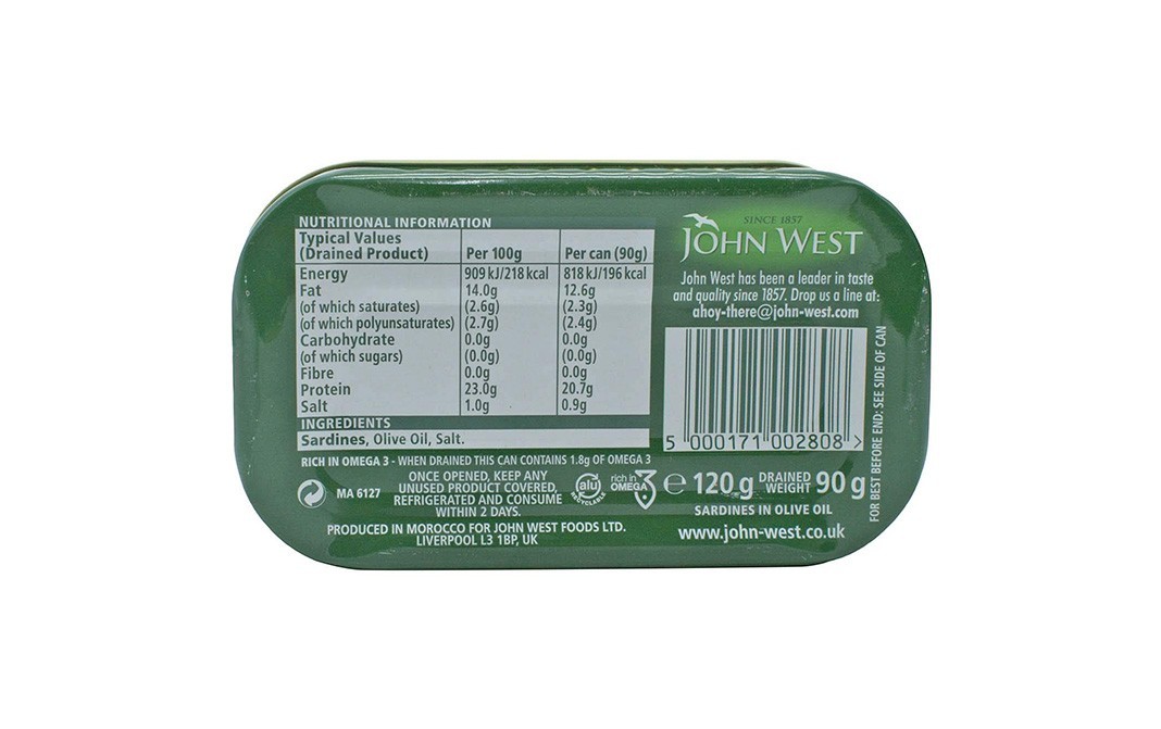 John West Sardines In Olive Oil    Tin  120 grams